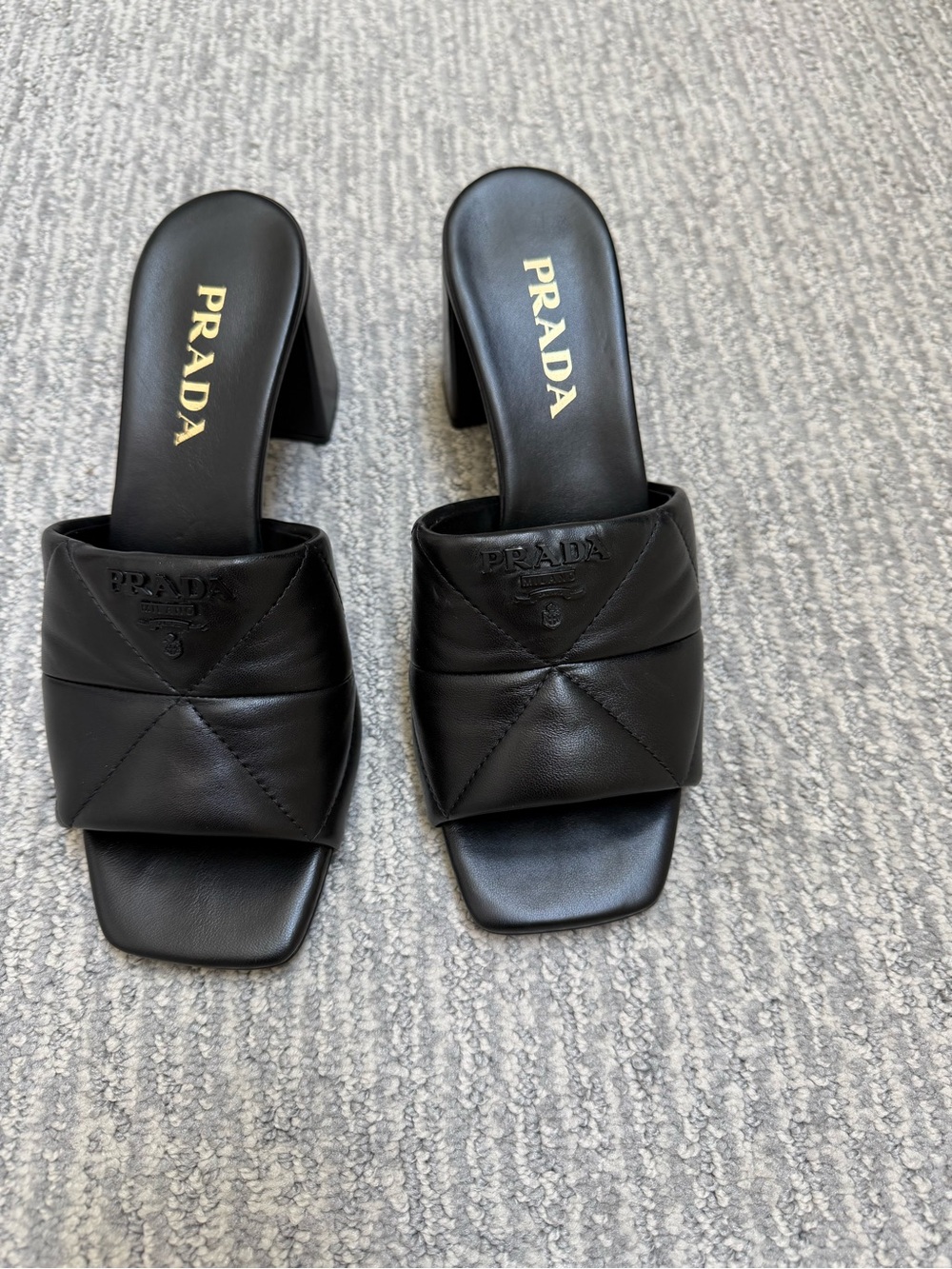 Prada Black Quilted Leather Slide Heels